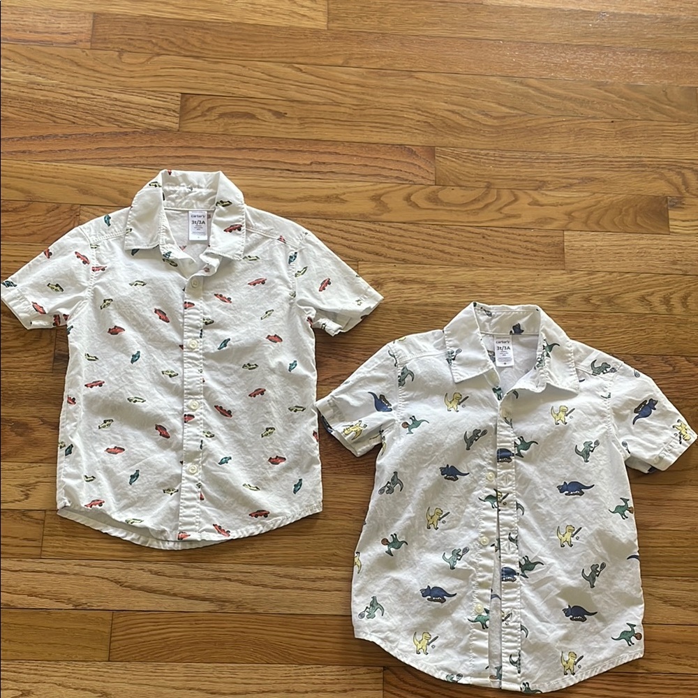 Kids' White Dinosaur Print Shirt